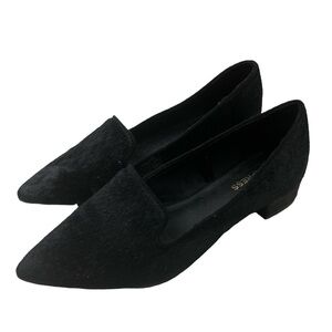 Express Calf Hair Heeled Loafers Black Size 6